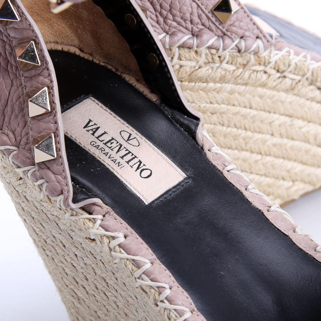 Rockstud Espadrille Wedges Size 36 Taupe