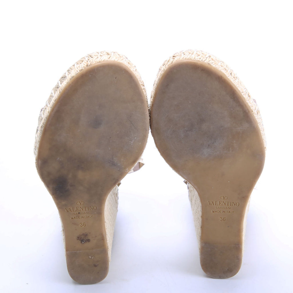 Rockstud Espadrille Wedges Size 36 Taupe