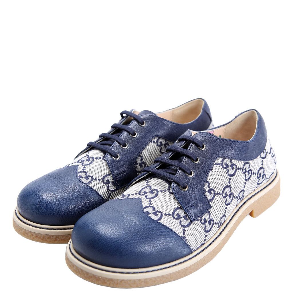 GG Canvas Lace-Up Brogue Oxfords Size 35 Blue