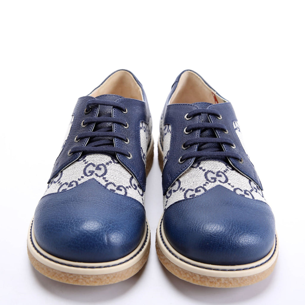 GG Canvas Lace-Up Brogue Oxfords Size 35 Blue