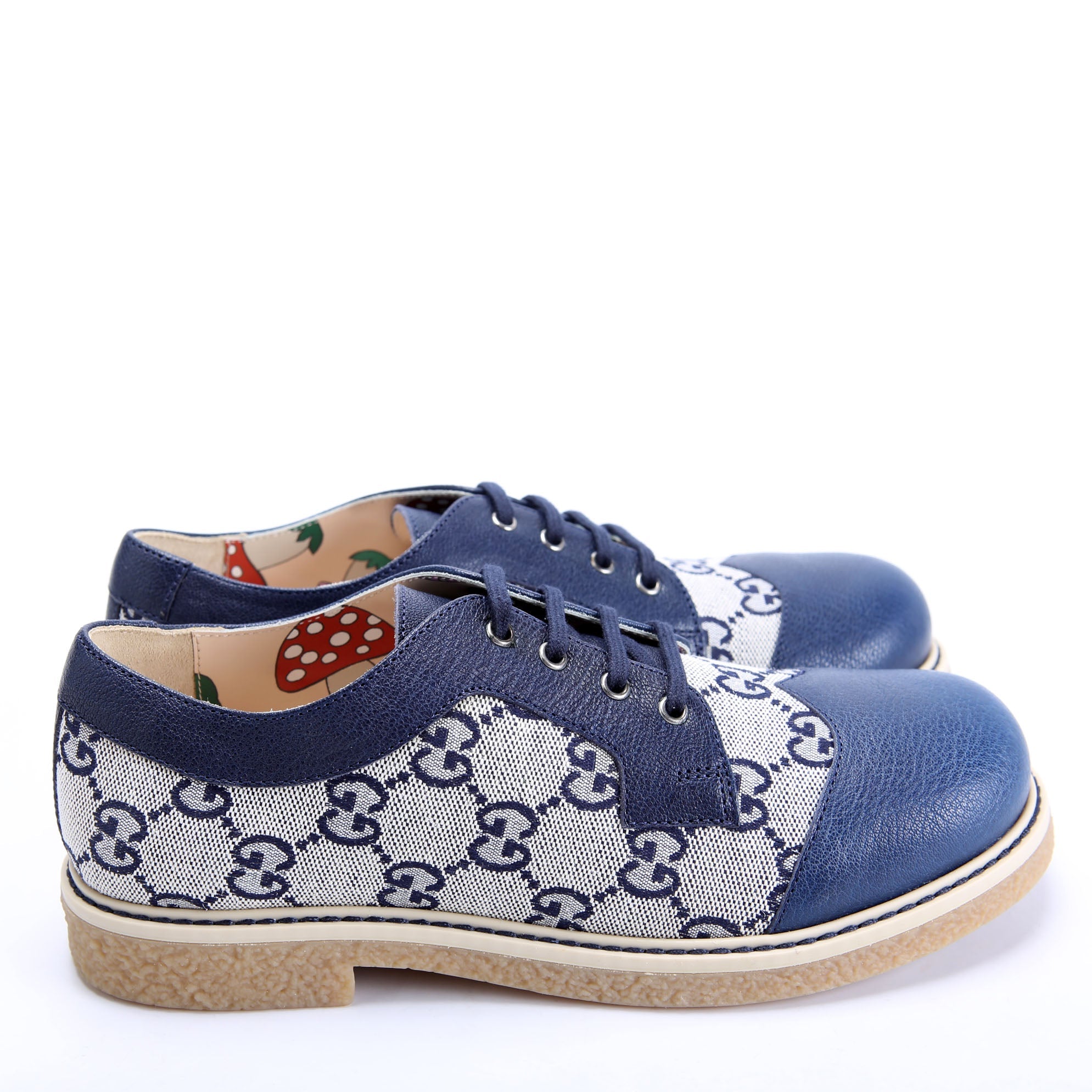 GG Canvas Lace-Up Brogue Oxfords Size 35 Blue