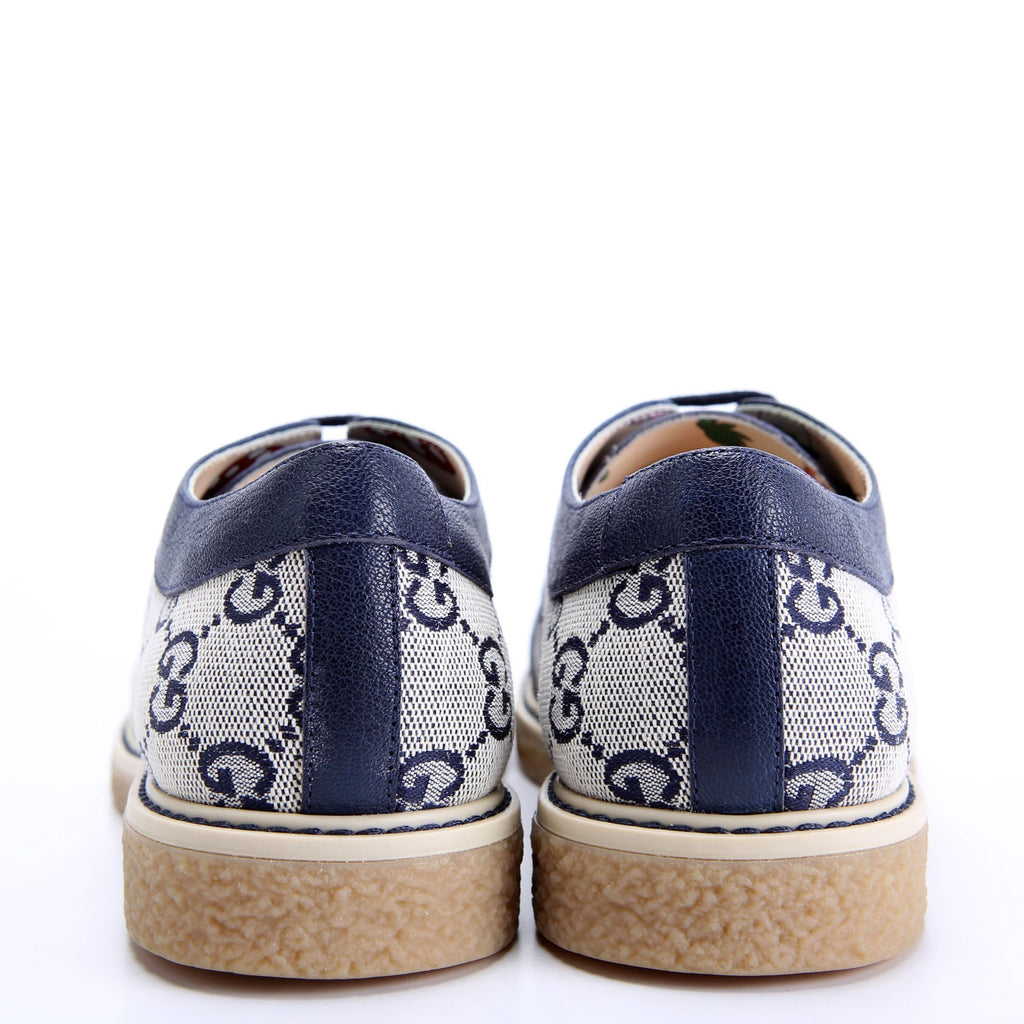GG Canvas Lace-Up Brogue Oxfords Size 35 Blue