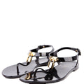 Bikini T-Strap Rubber Flat Sandals Size 38 Black