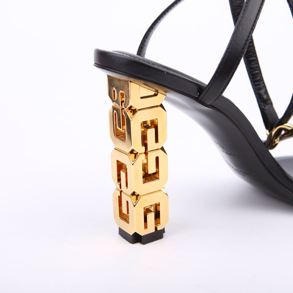 G Cube Sandal Heels Size 37.5 Black/Gold