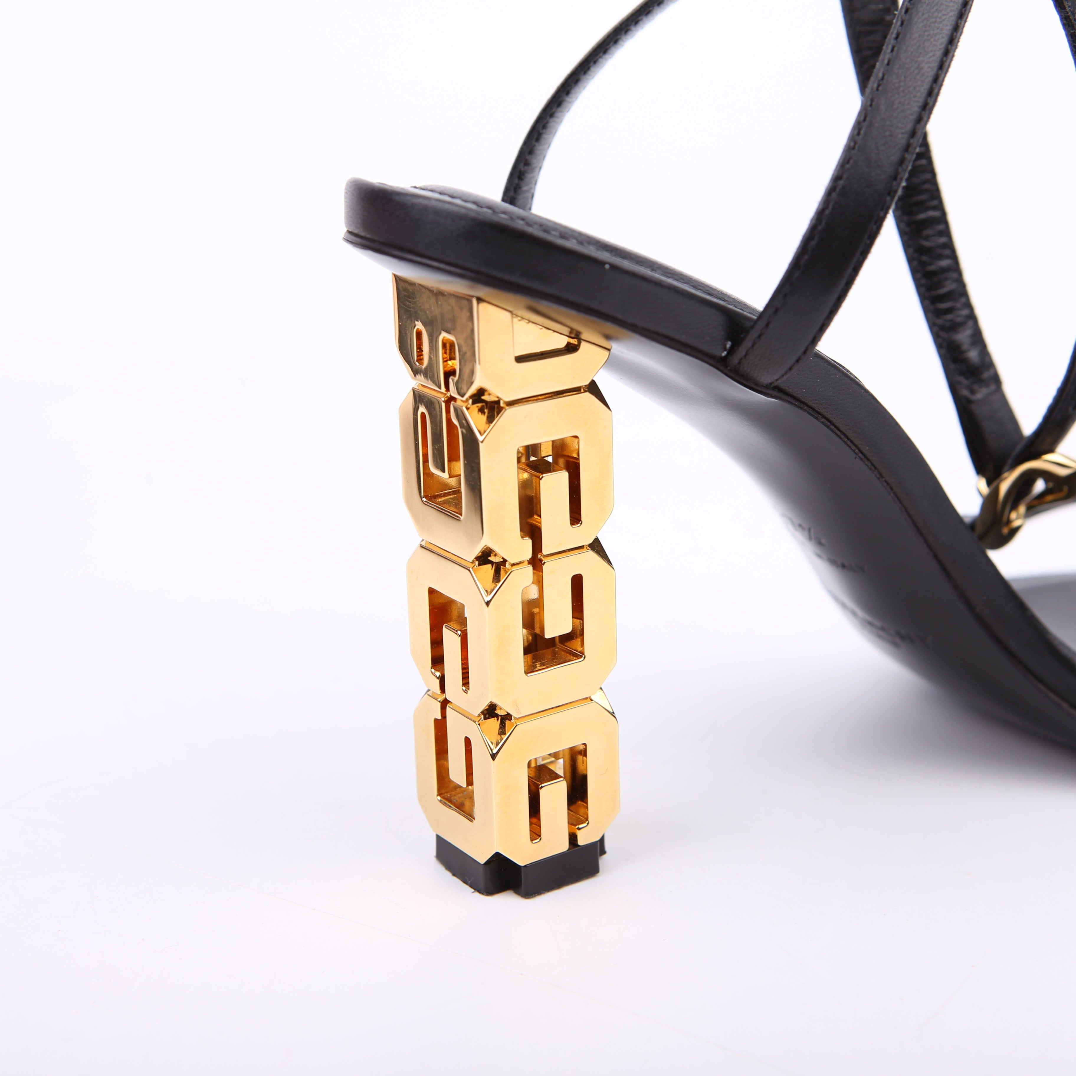 G Cube Sandal Heels Size 37.5 Black/Gold