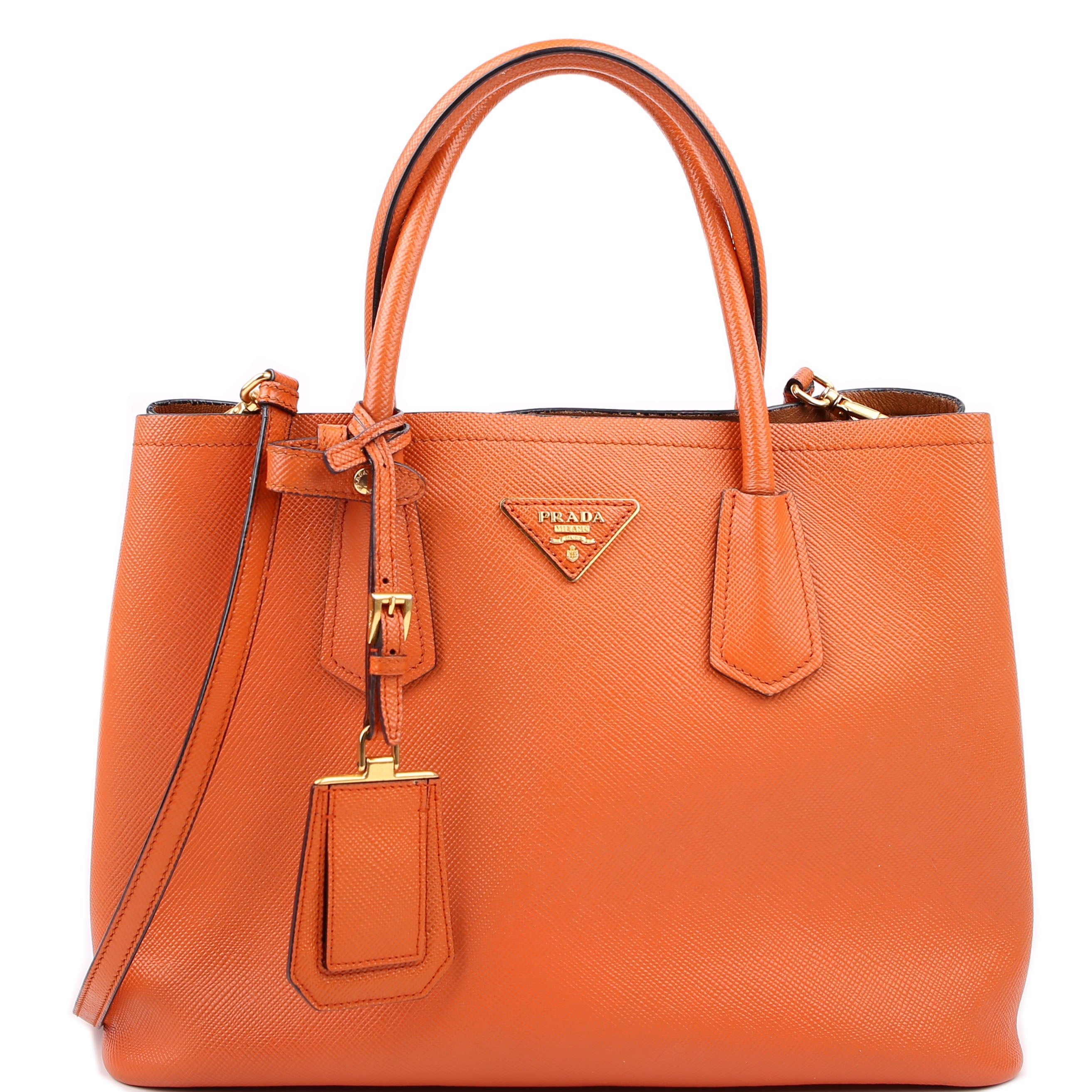 Prada Saffiano Cuir Double Large Orange