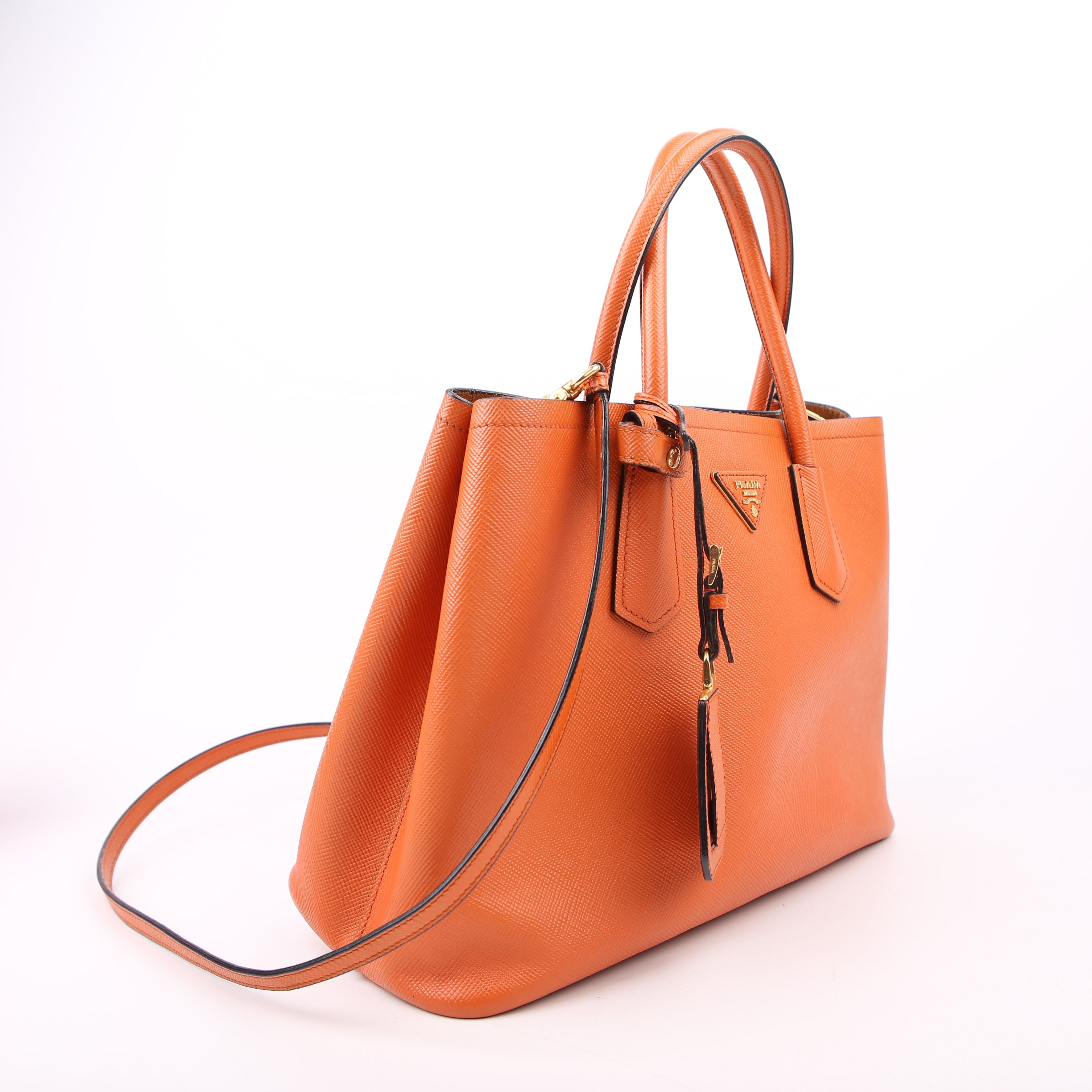 Prada Saffiano Cuir Double Large Orange