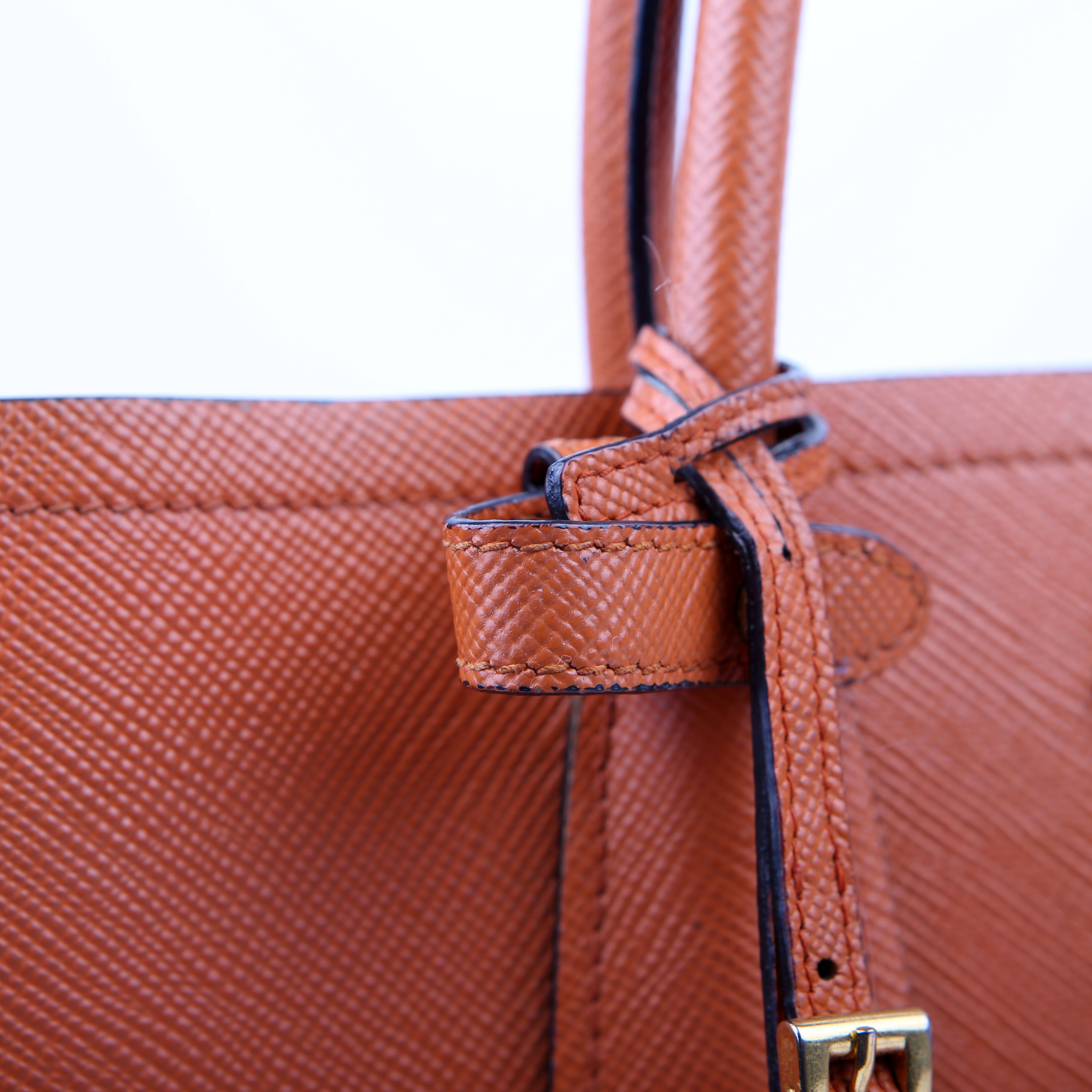 Prada Saffiano Cuir Double Large Orange