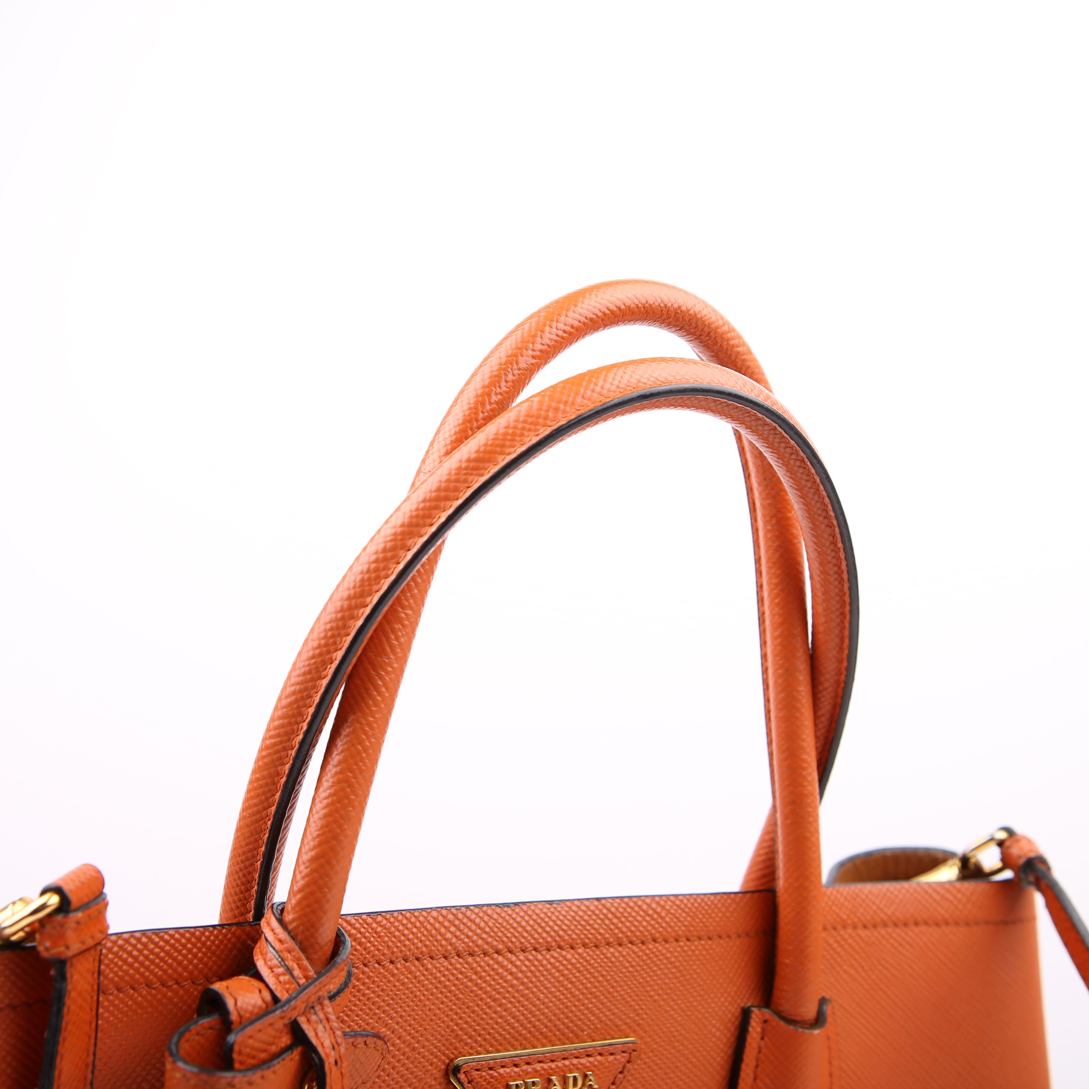 Prada Saffiano Cuir Double Large Orange