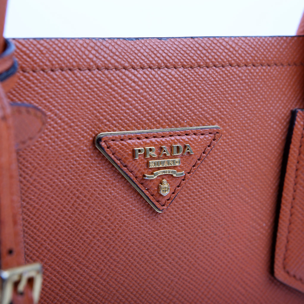 Prada Saffiano Cuir Double Large Orange