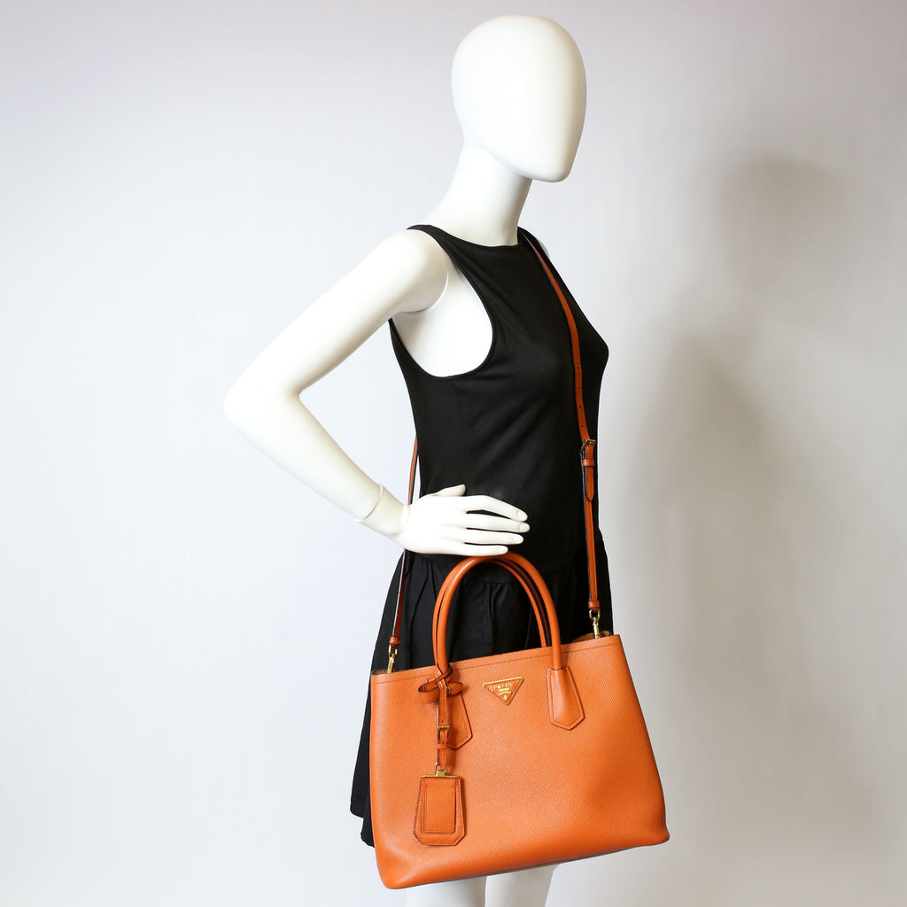 Prada Saffiano Cuir Double Large Orange