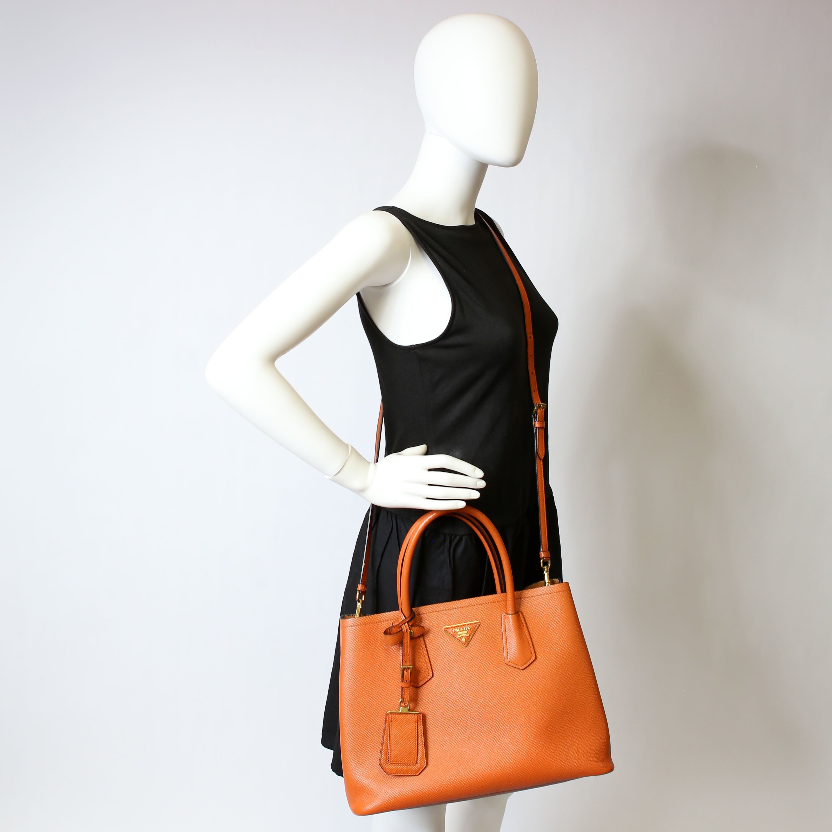 Prada Saffiano Cuir Double Large Orange