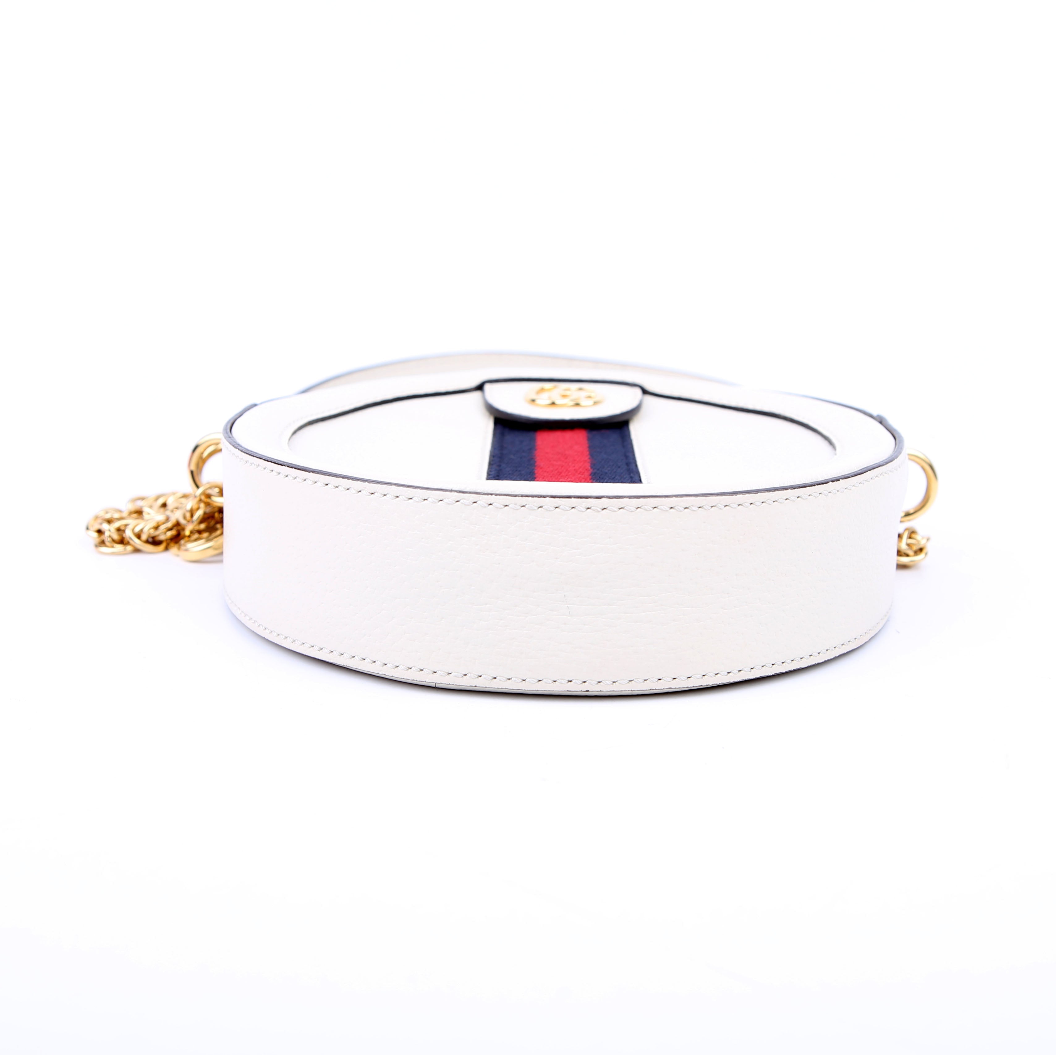 Gucci 550618 Ophidia Leather Round Small Crossbody White