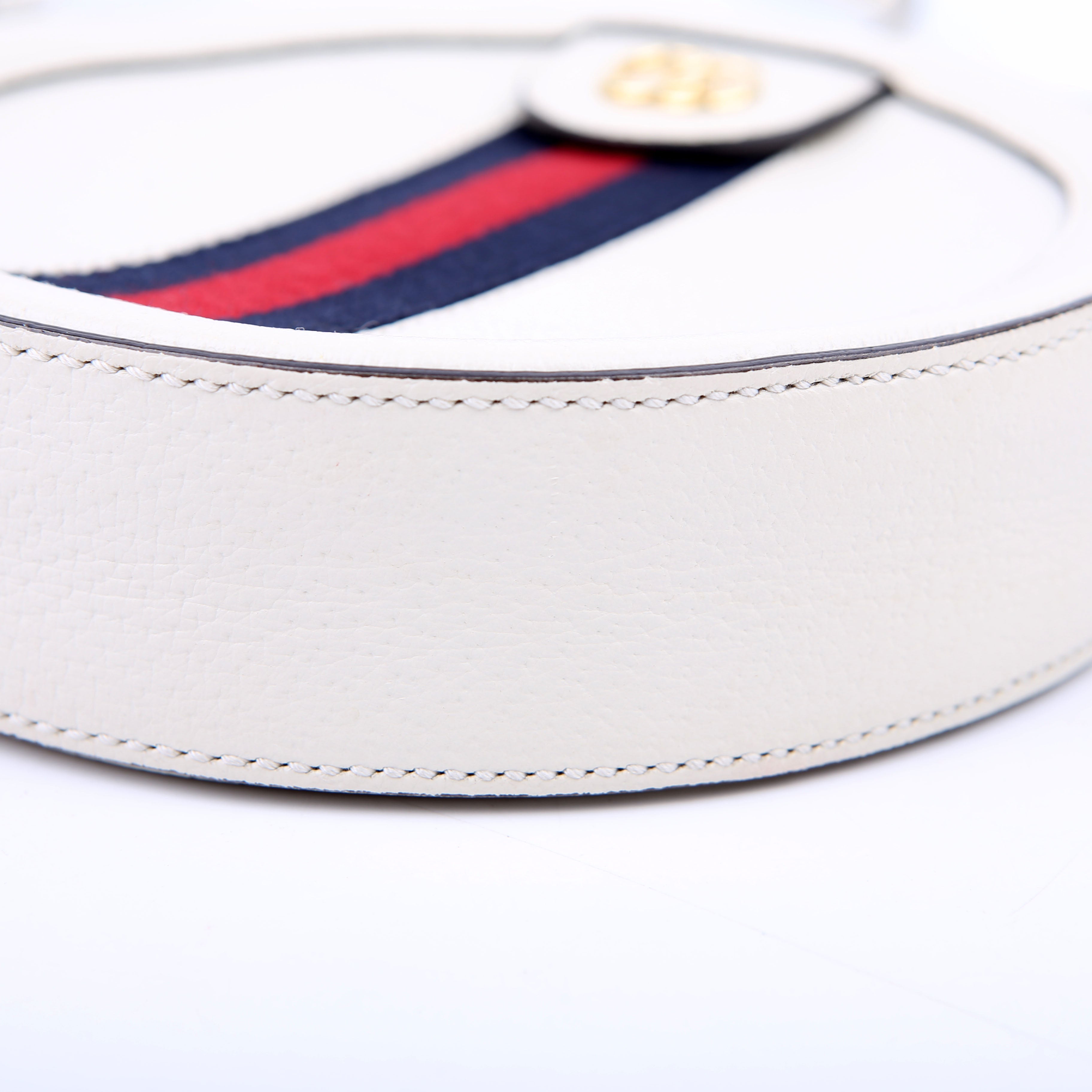 Gucci 550618 Ophidia Leather Round Small Crossbody White