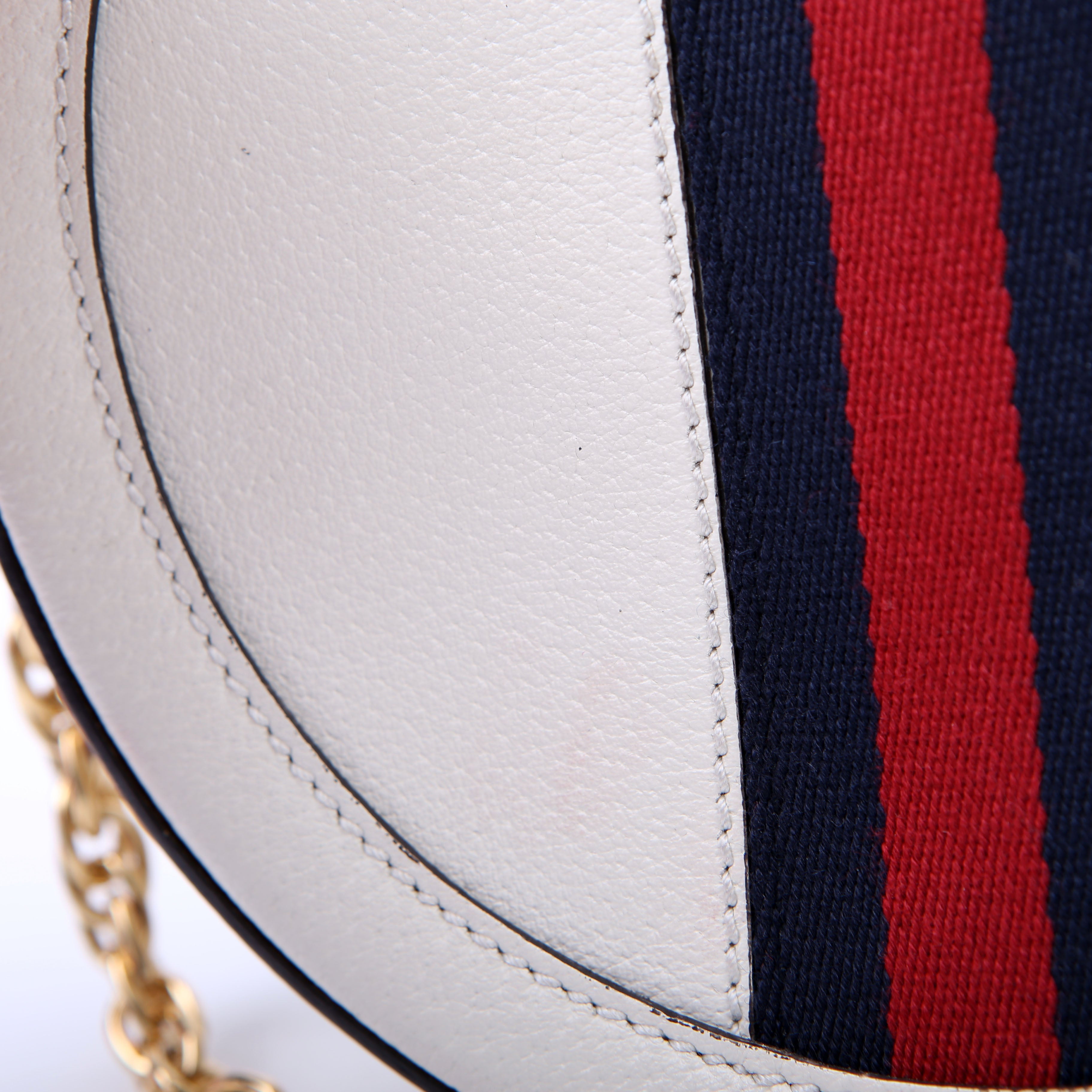 Gucci 550618 Ophidia Leather Round Small Crossbody White