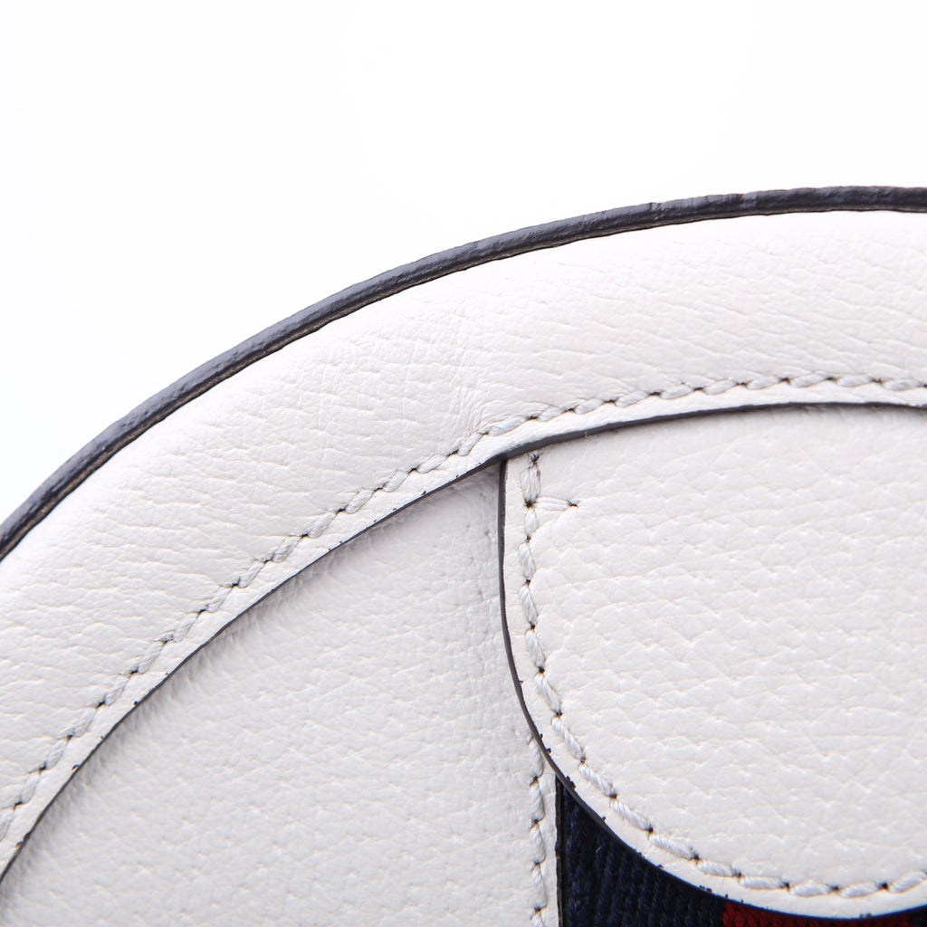 Gucci 550618 Ophidia Leather Round Small Crossbody White