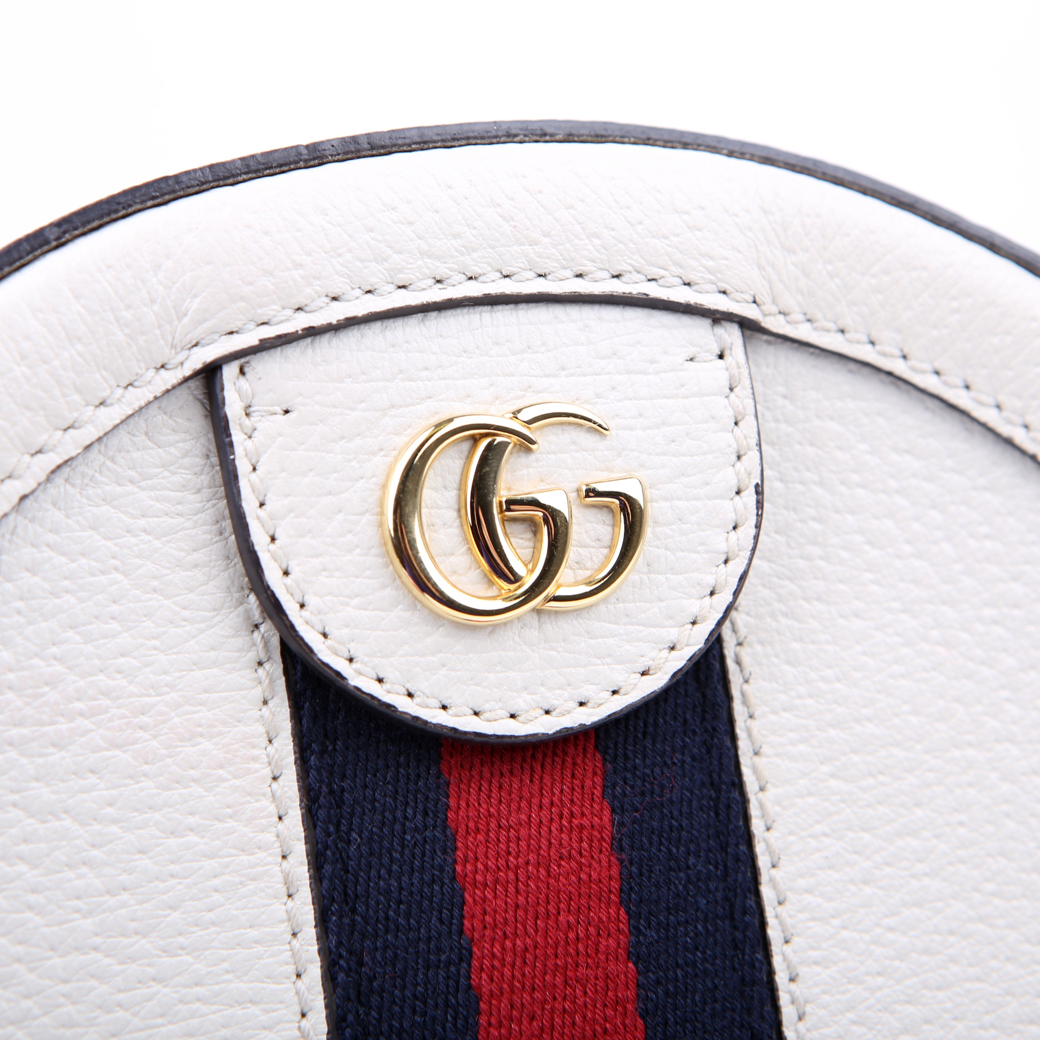 Gucci 550618 Ophidia Leather Round Small Crossbody White