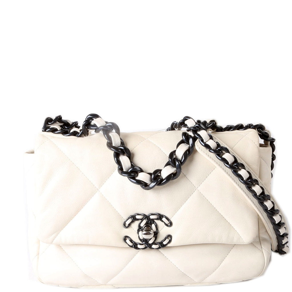 Quilted Lambskin 19 Small Flap RFID White