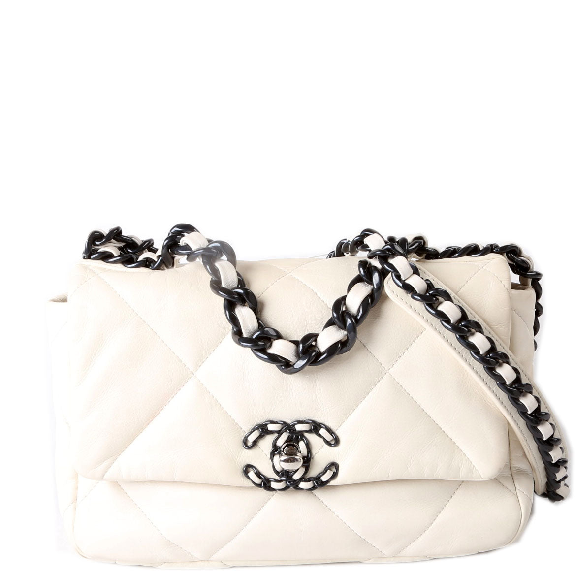 Quilted Lambskin 19 Small Flap RFID White