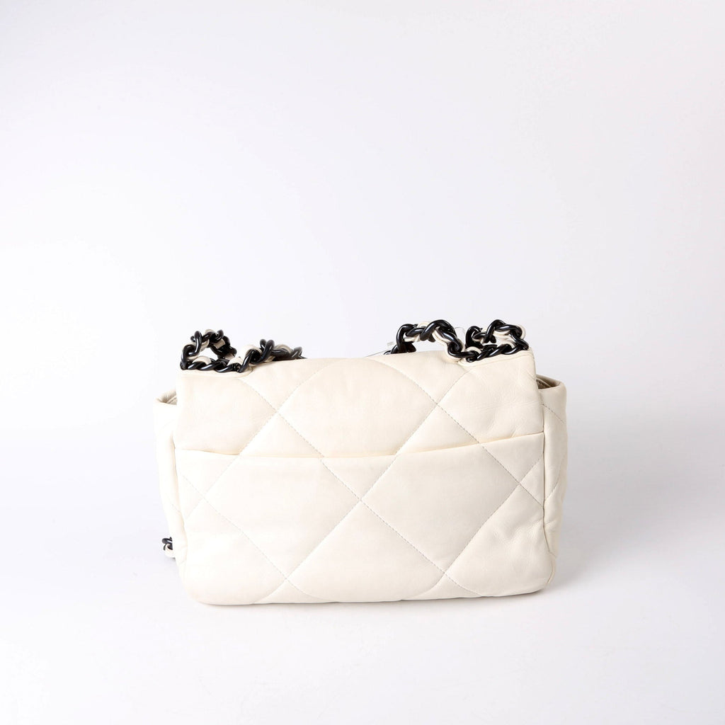 Quilted Lambskin 19 Small Flap RFID White