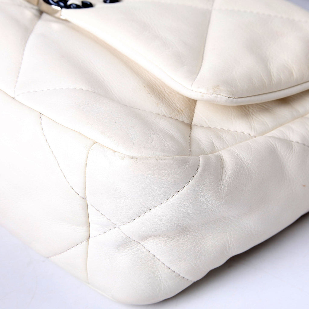 Quilted Lambskin 19 Small Flap RFID White