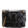 SAINT LAURENT Niki Medium Crinkle Leather 633158 Black