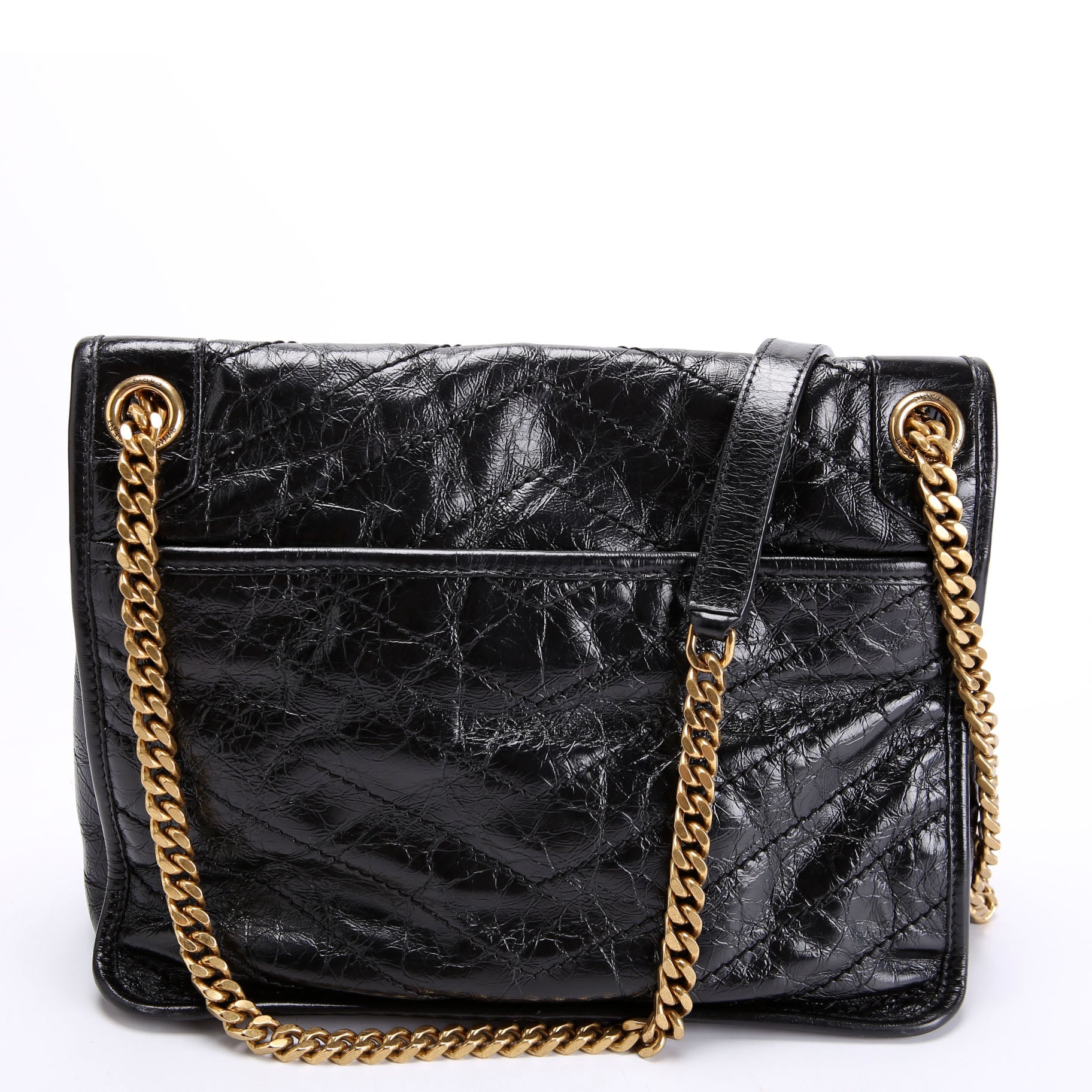 SAINT LAURENT Niki Medium Crinkle Leather 633158 Black
