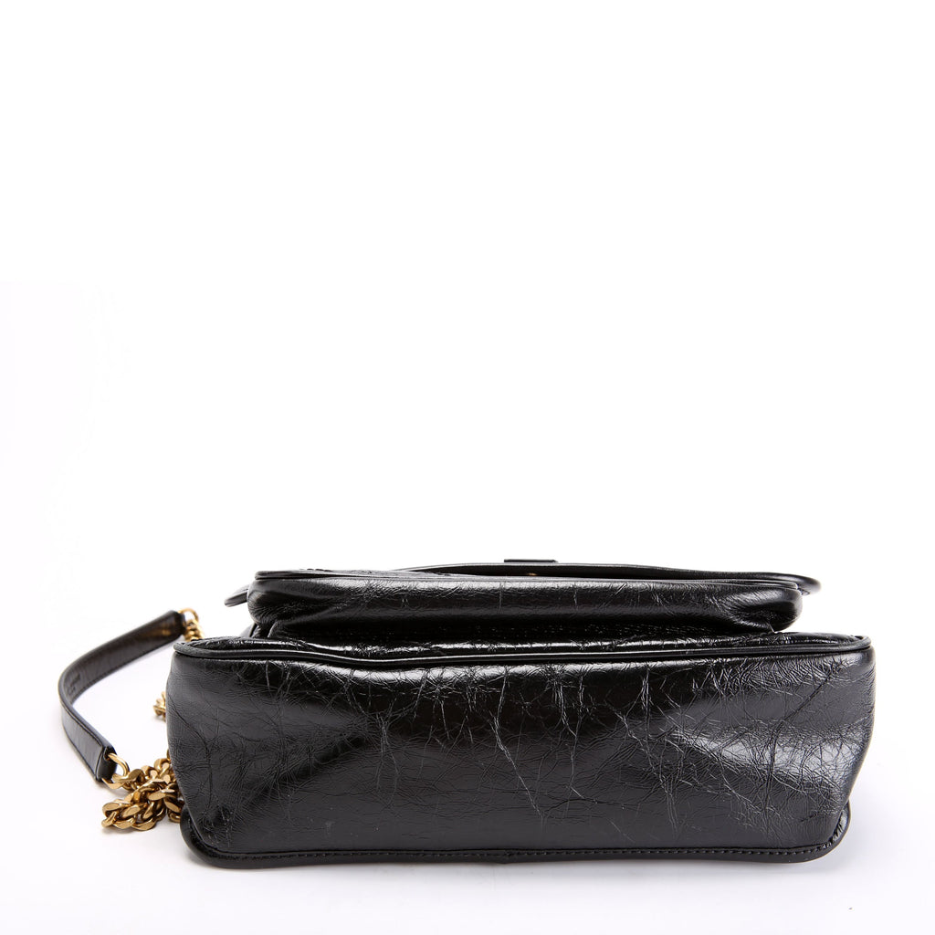 SAINT LAURENT Niki Medium Crinkle Leather 633158 Black
