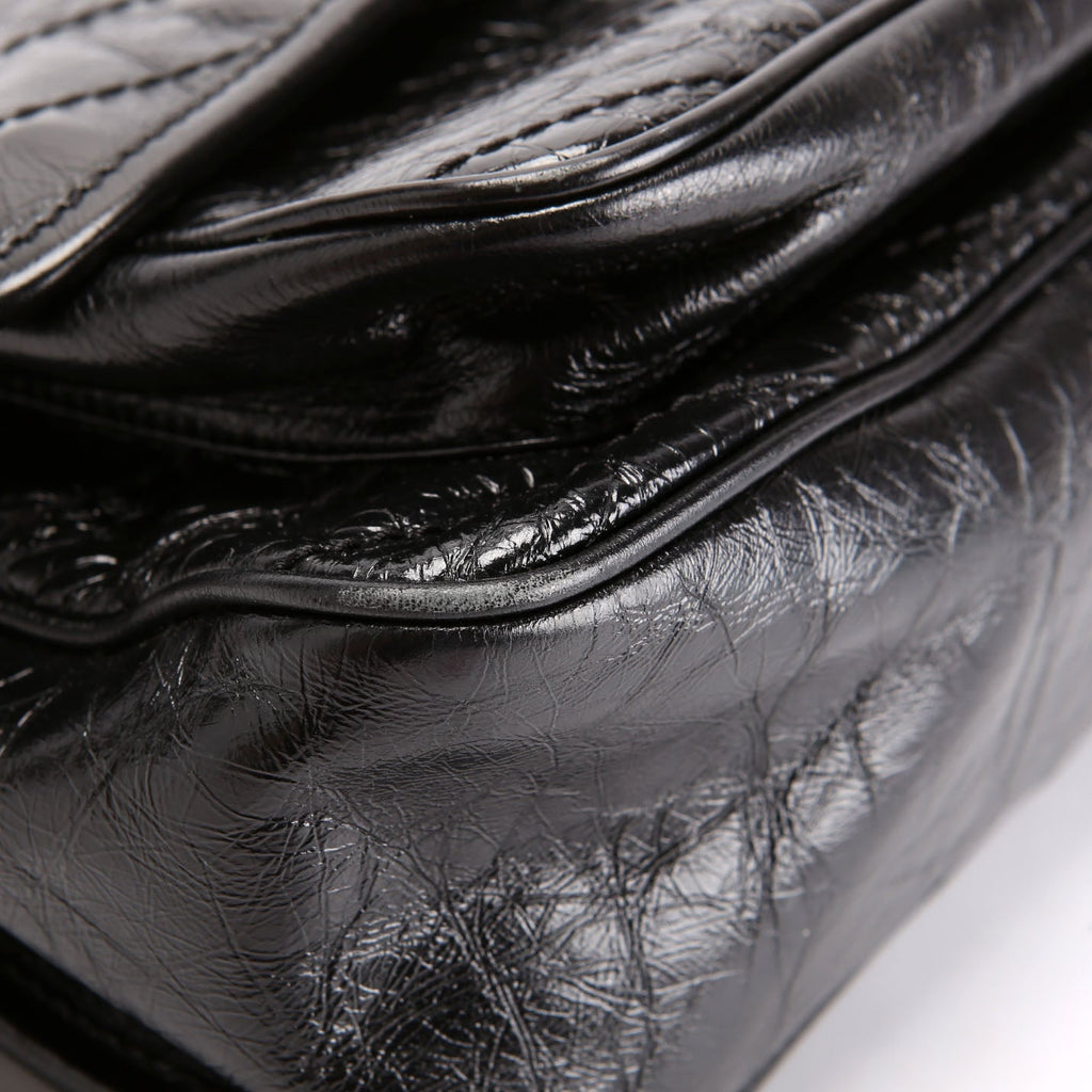 SAINT LAURENT Niki Medium Crinkle Leather 633158 Black