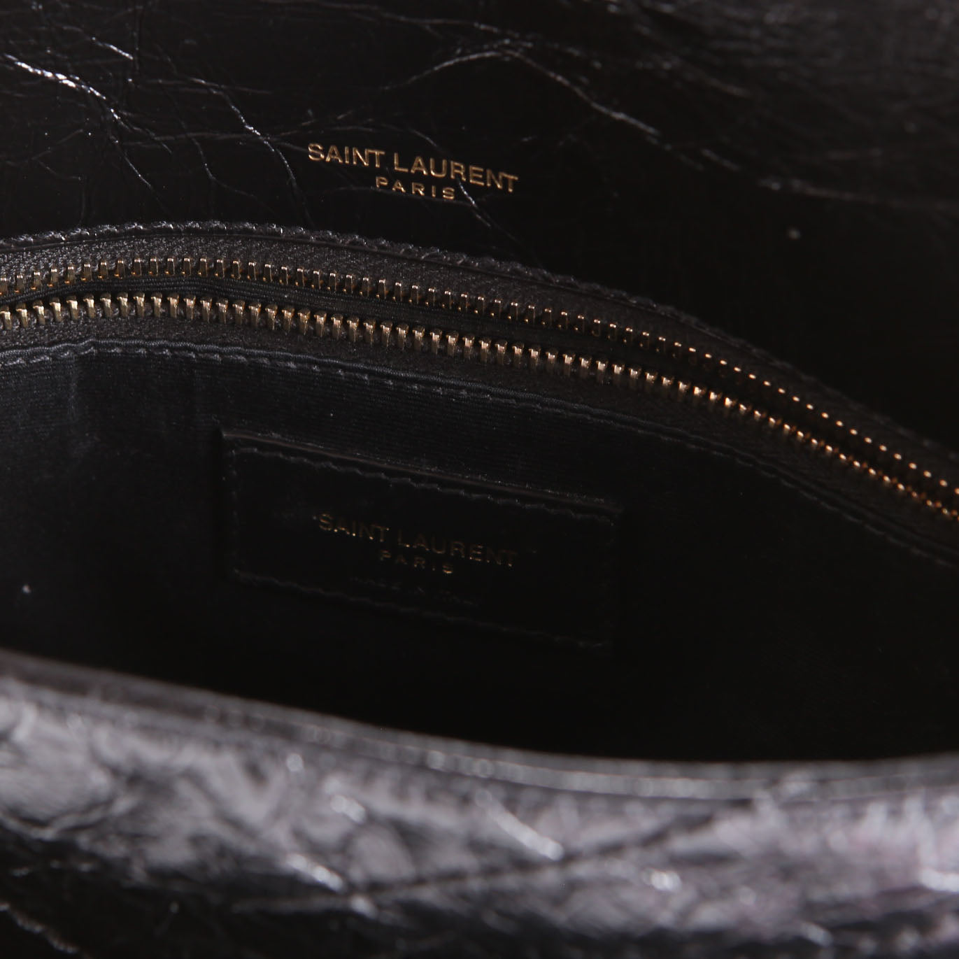 SAINT LAURENT Niki Medium Crinkle Leather 633158 Black