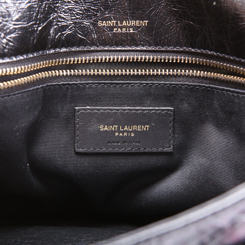 SAINT LAURENT Niki Medium Crinkle Leather 633158 Black