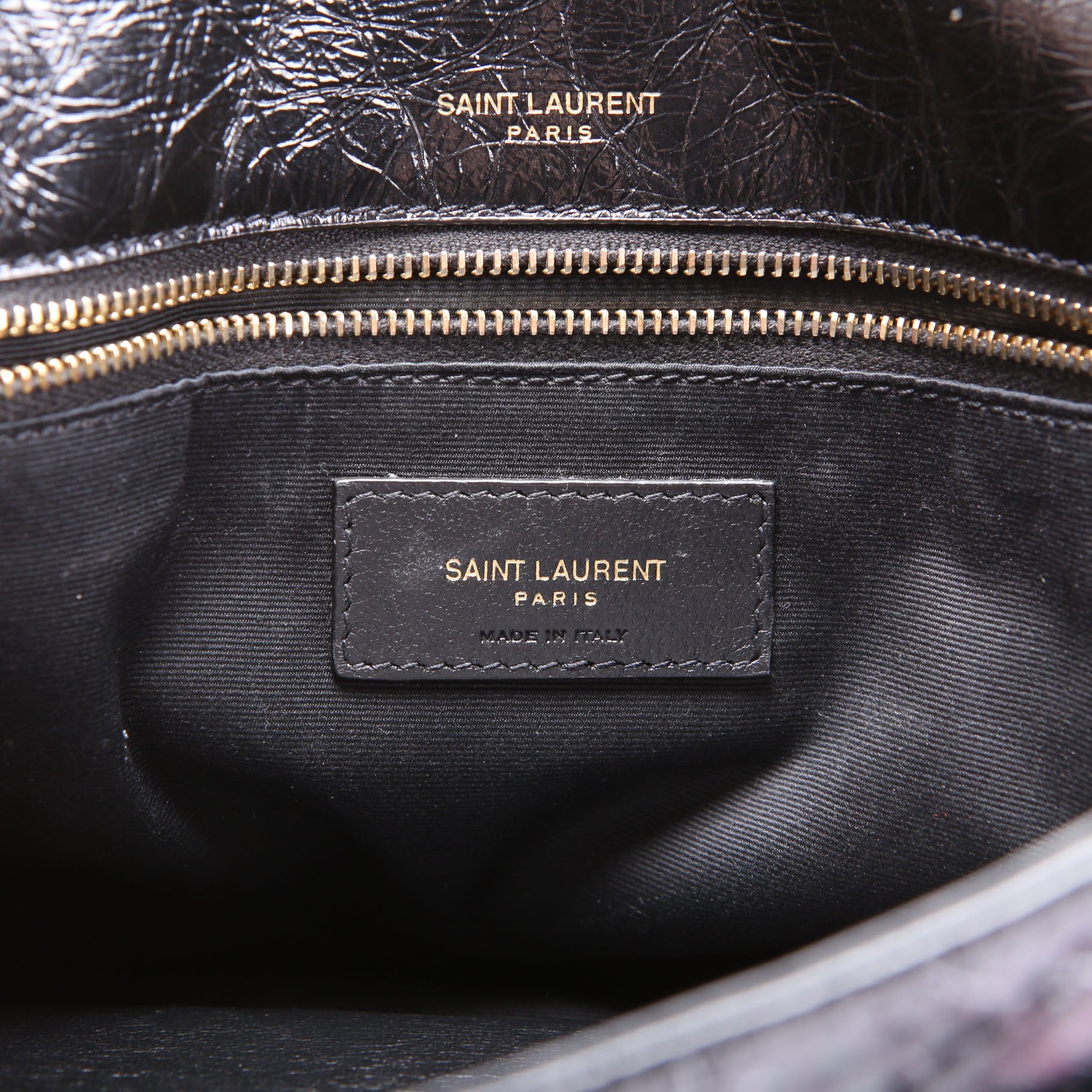SAINT LAURENT Niki Medium Crinkle Leather 633158 Black