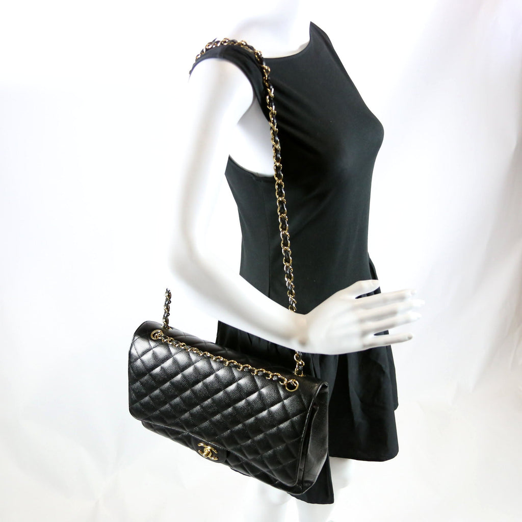 Classic Flap Max Caviar 14-16M Black