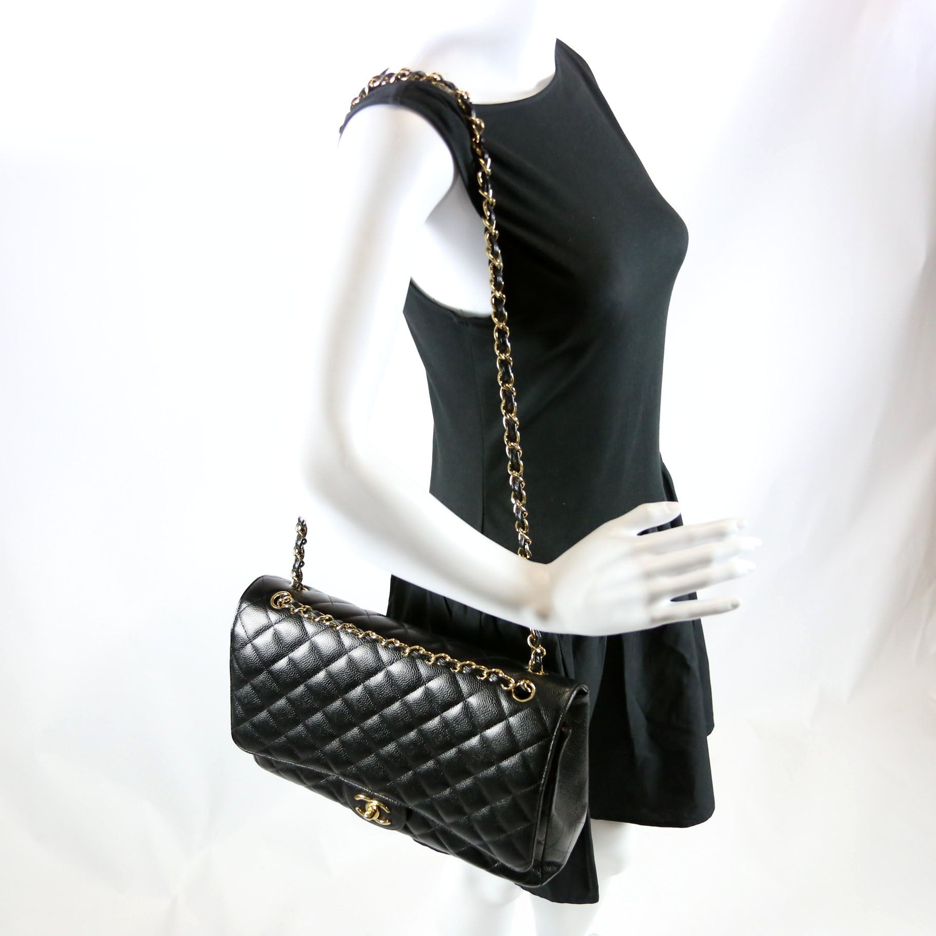 Classic Flap Max Caviar 14-16M Black