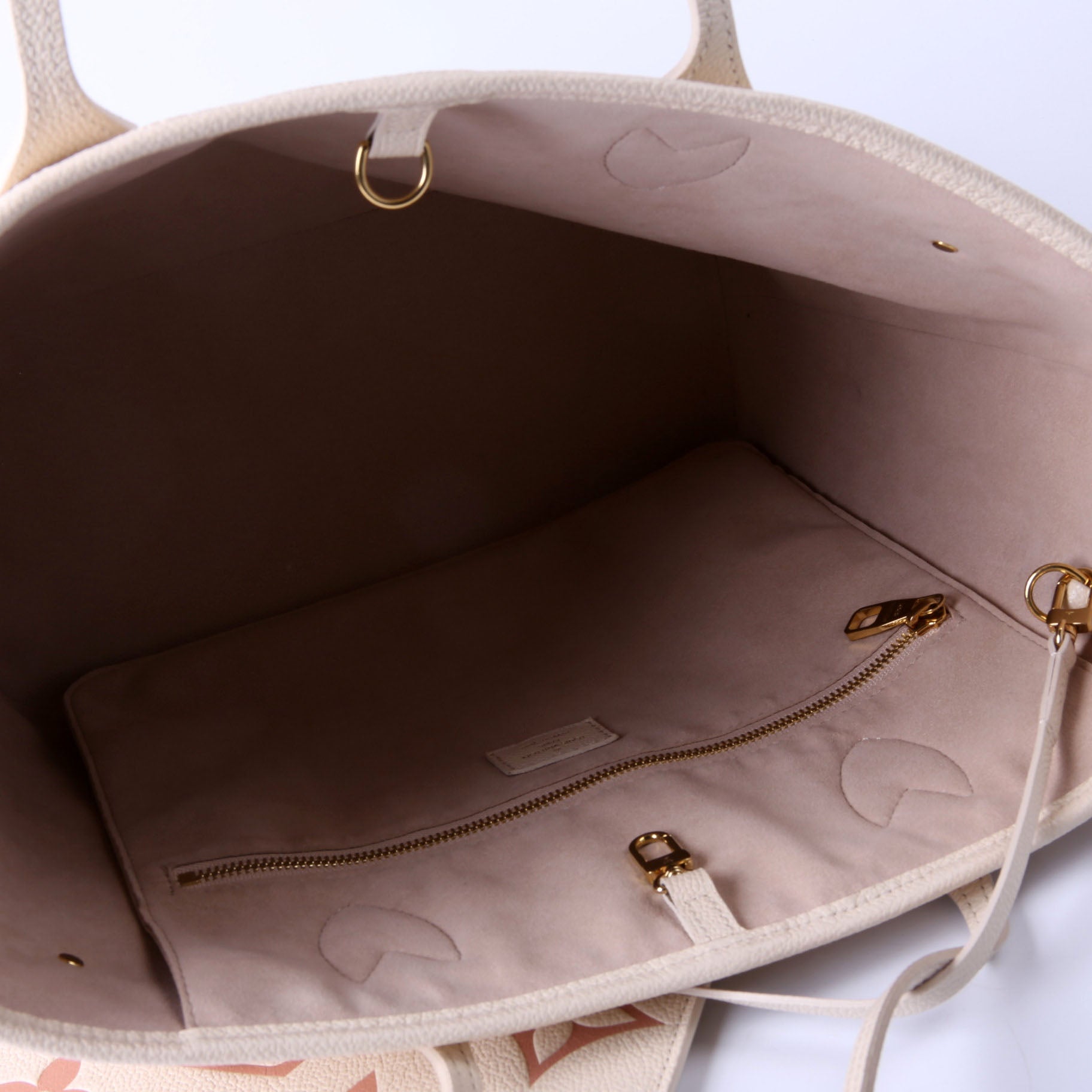 Neverfull With Wallet MM Bicolor Empreinte Cream