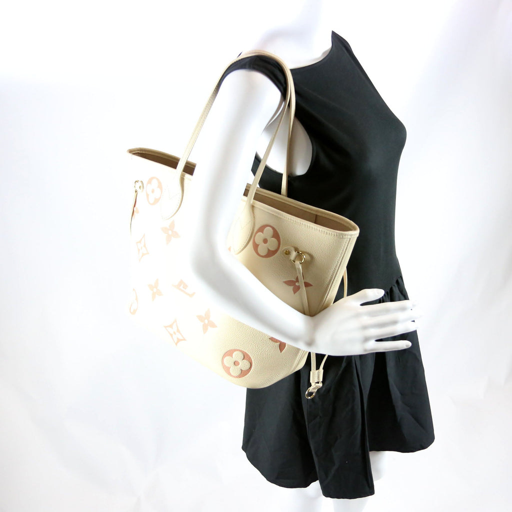 Neverfull With Wallet MM Bicolor Empreinte Cream
