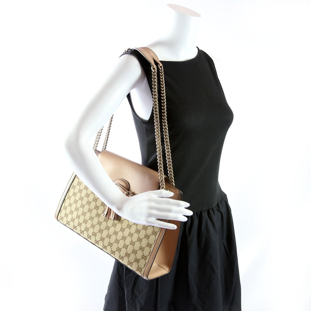 295403 GG Canvas Emily Chain Shoulder Bag Tan