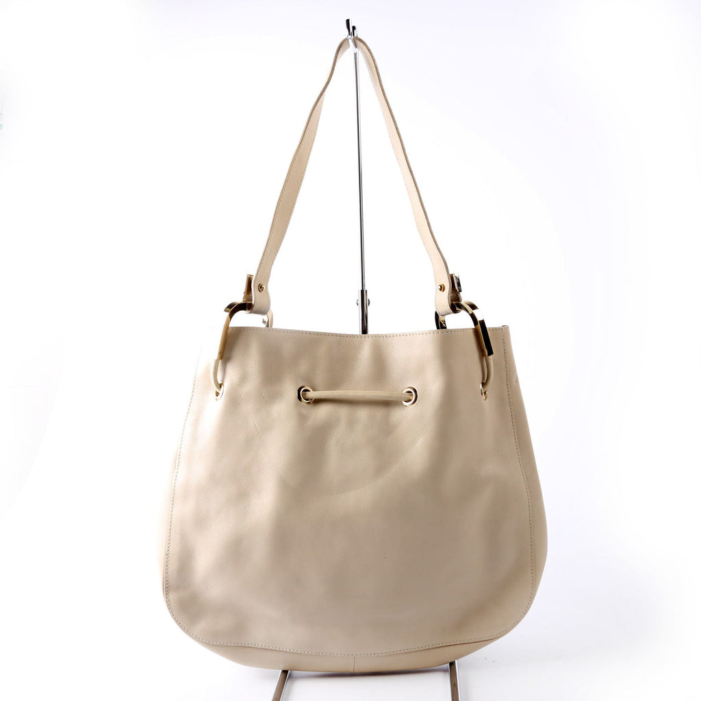 001.3748 Leather Drawstring Hobo Beige/Black