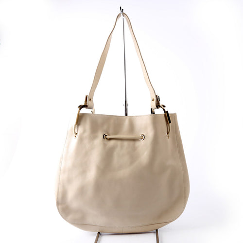 001.3748 Leather Drawstring Hobo Beige/Black