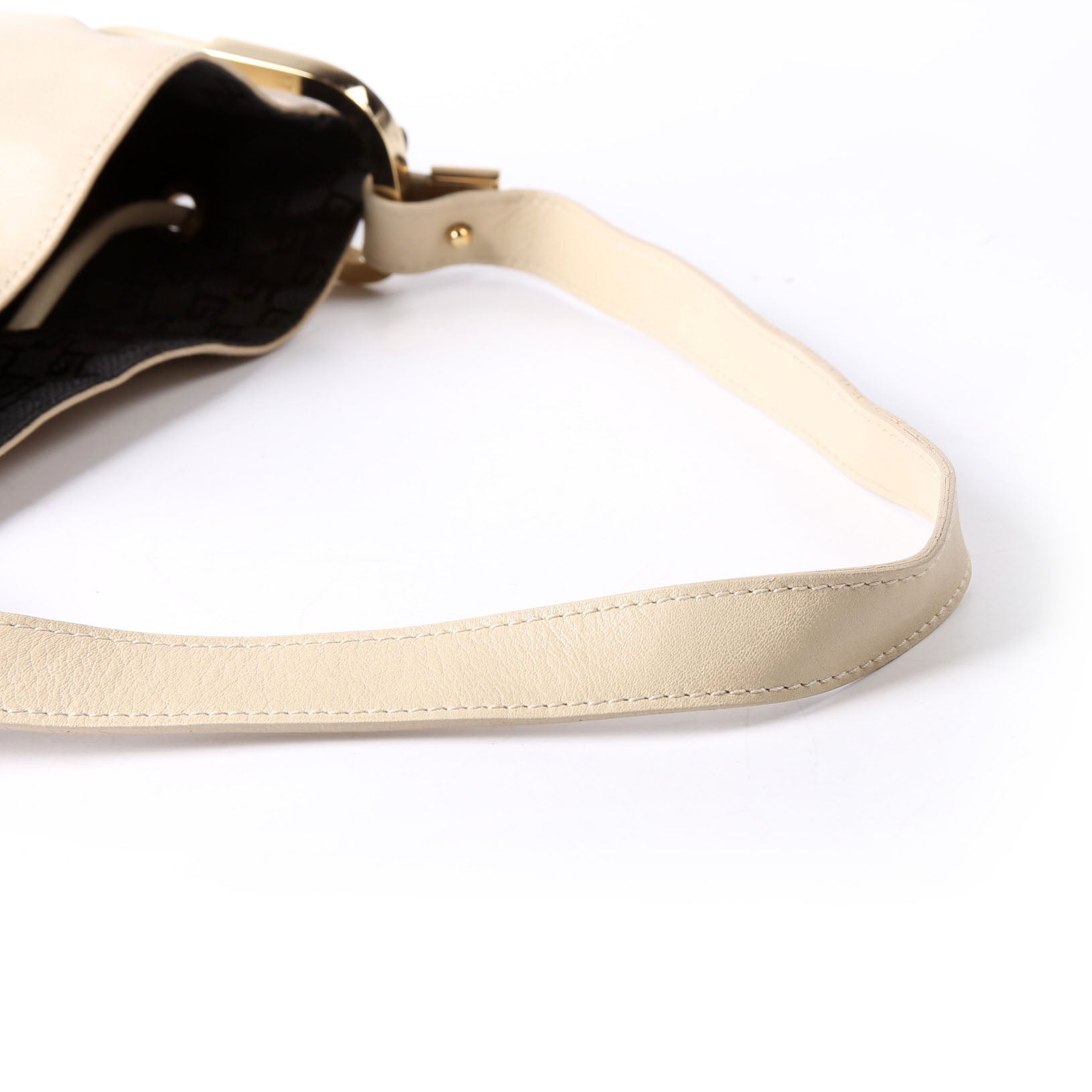 001.3748 Leather Drawstring Hobo Beige/Black