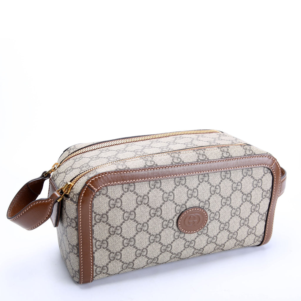 Gucci 730116 GG Supreme Interlocking G Pouch Brown