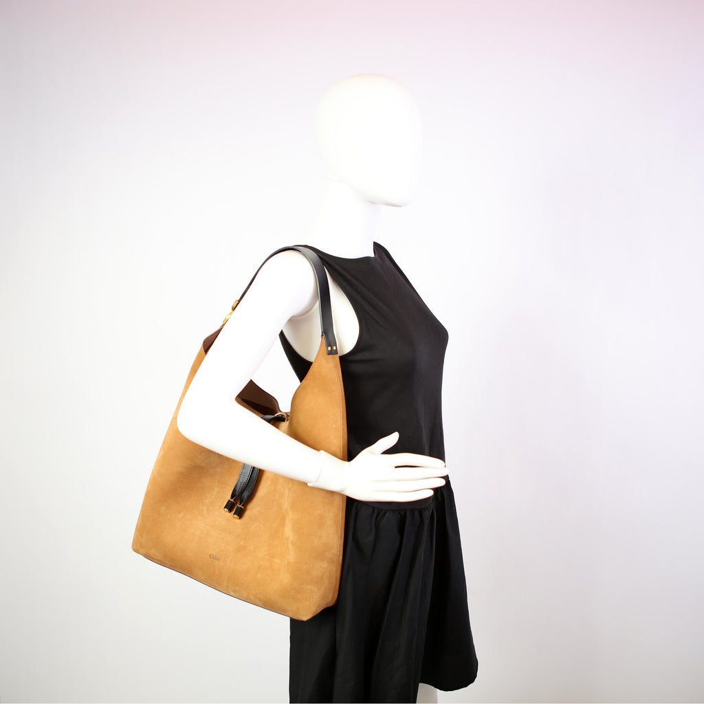 Marcie Hobo Nubuck Leather Brown