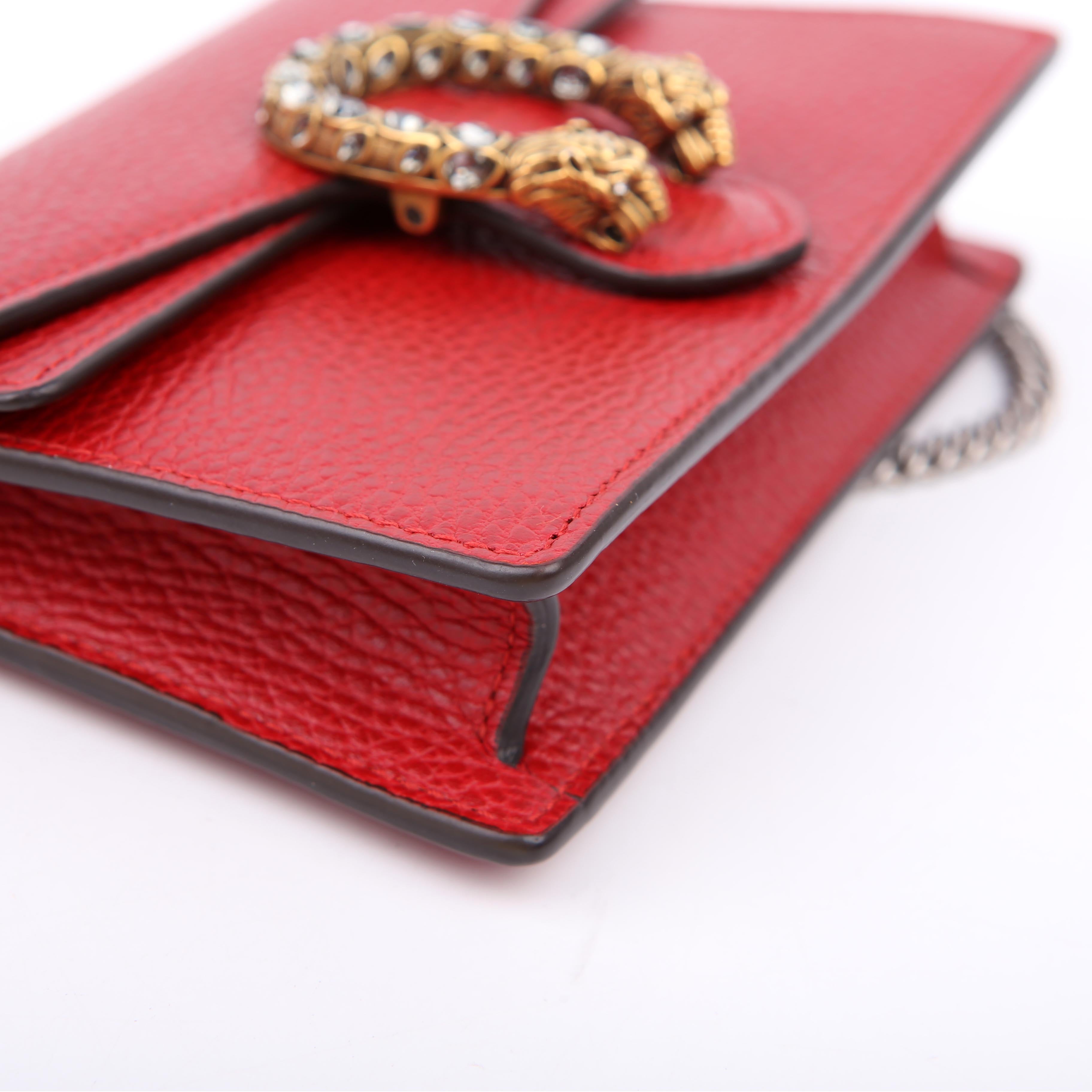 476432 Dionysus Leather Super Mini Red