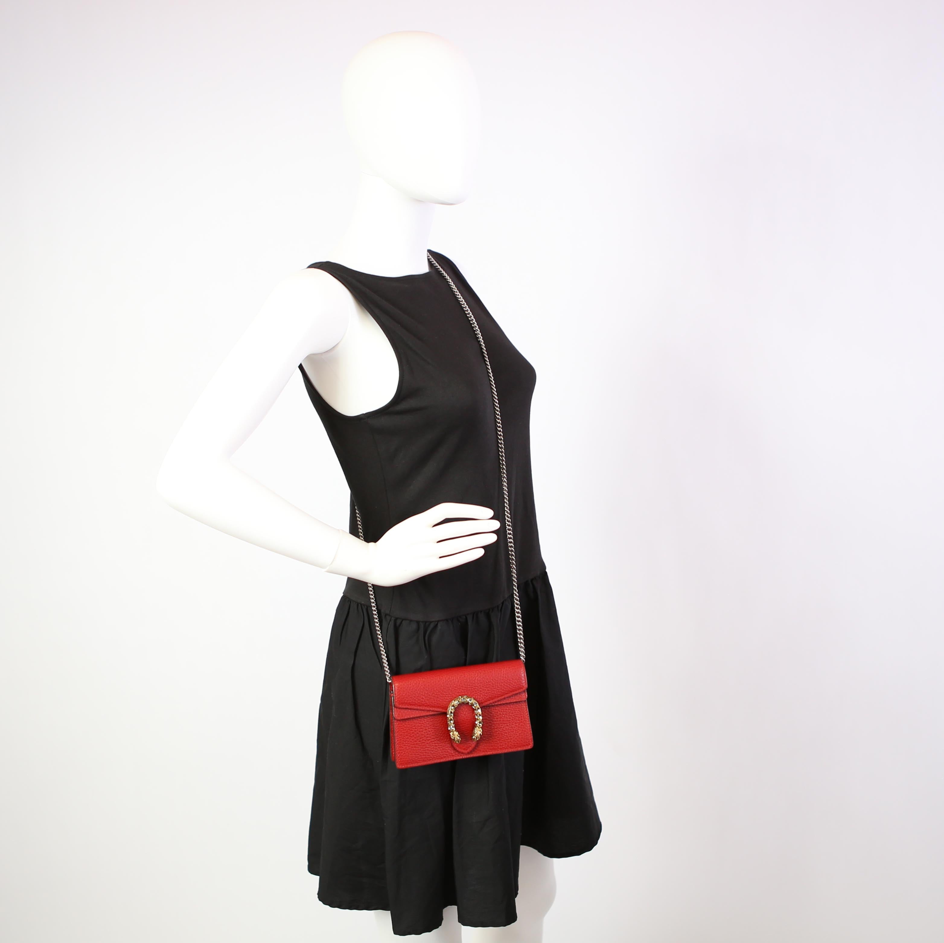 476432 Dionysus Leather Super Mini Red