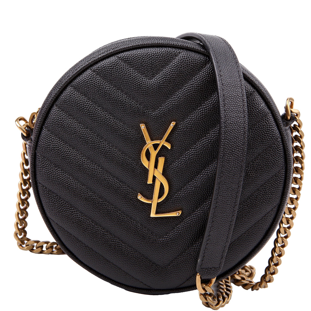 SAINT LAURENT Grain De Round Camera Bag Black