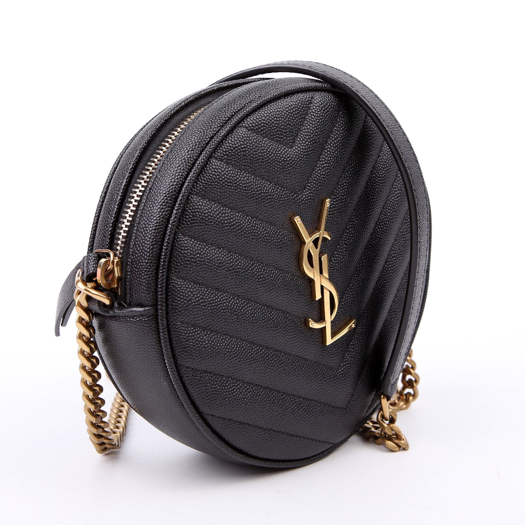 SAINT LAURENT Grain De Round Camera Bag Black