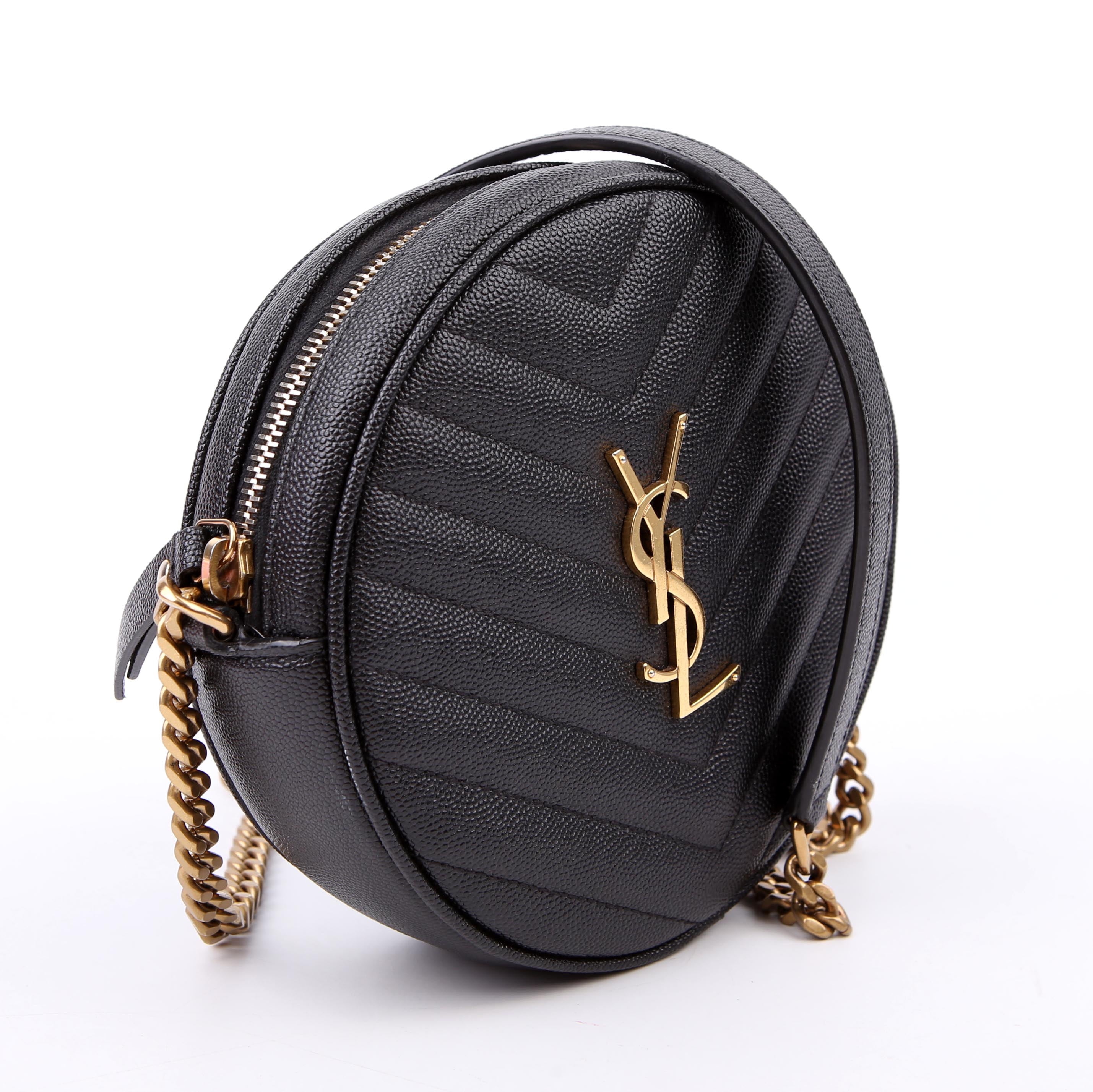 SAINT LAURENT Grain De Round Camera Bag Black