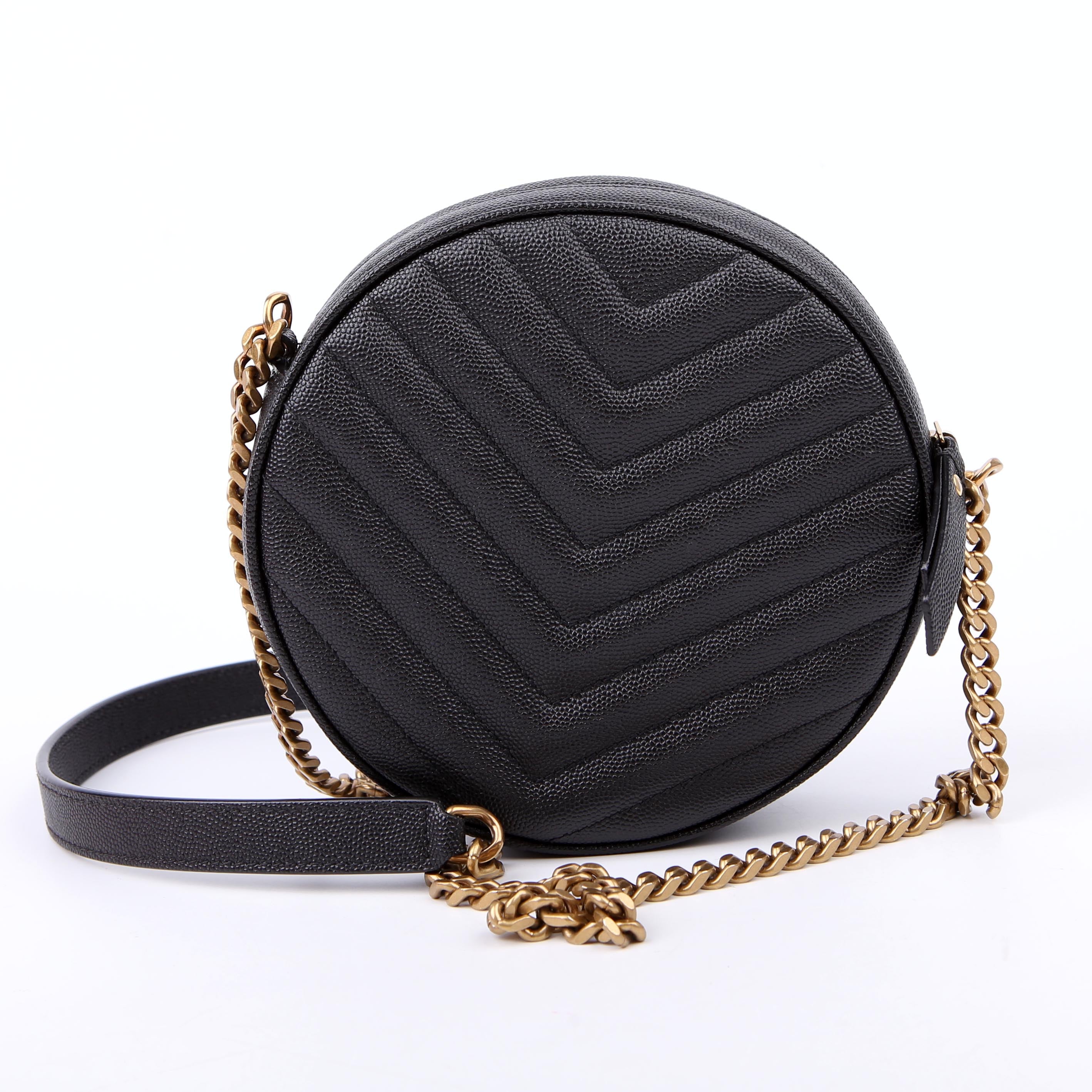SAINT LAURENT Grain De Round Camera Bag Black
