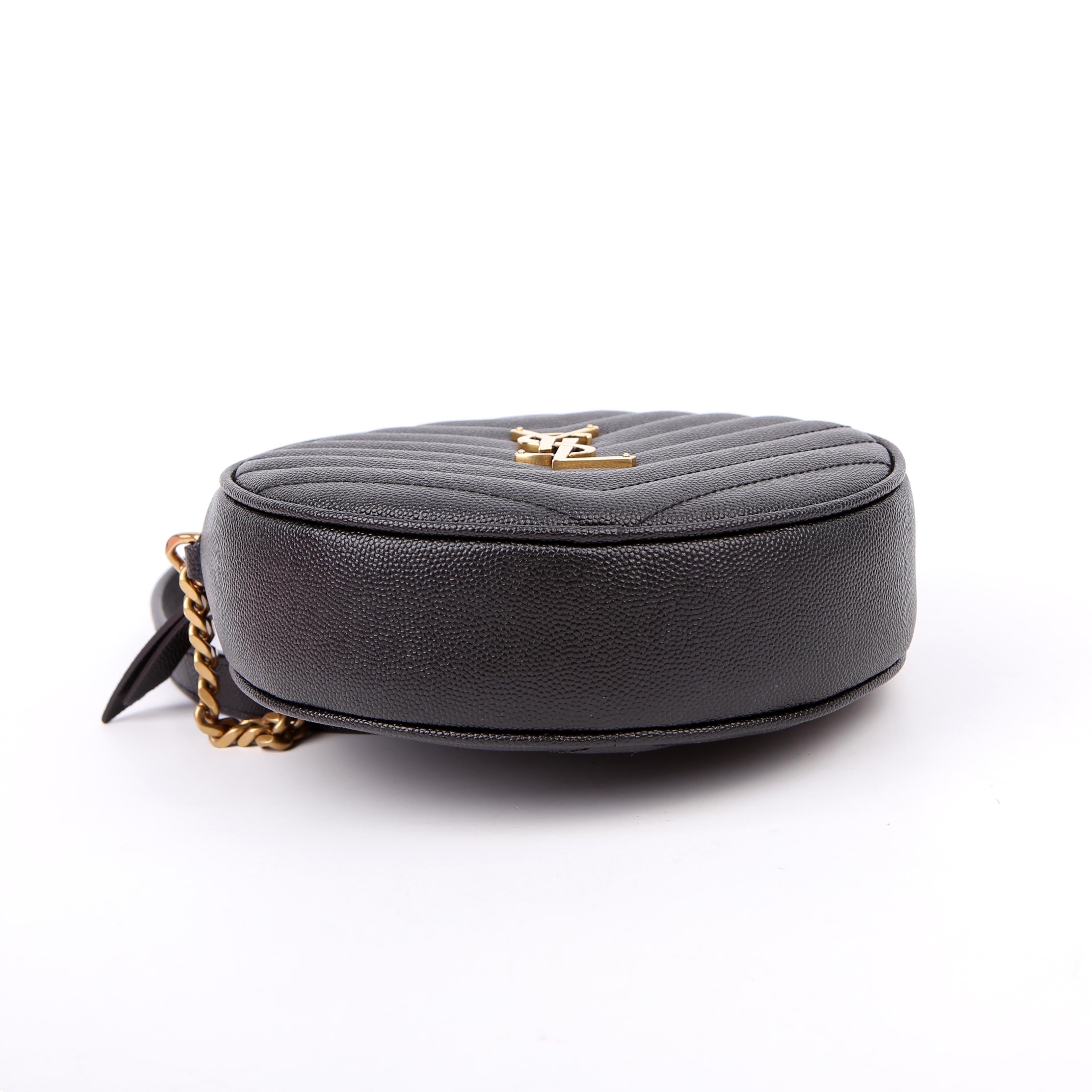 SAINT LAURENT Grain De Round Camera Bag Black