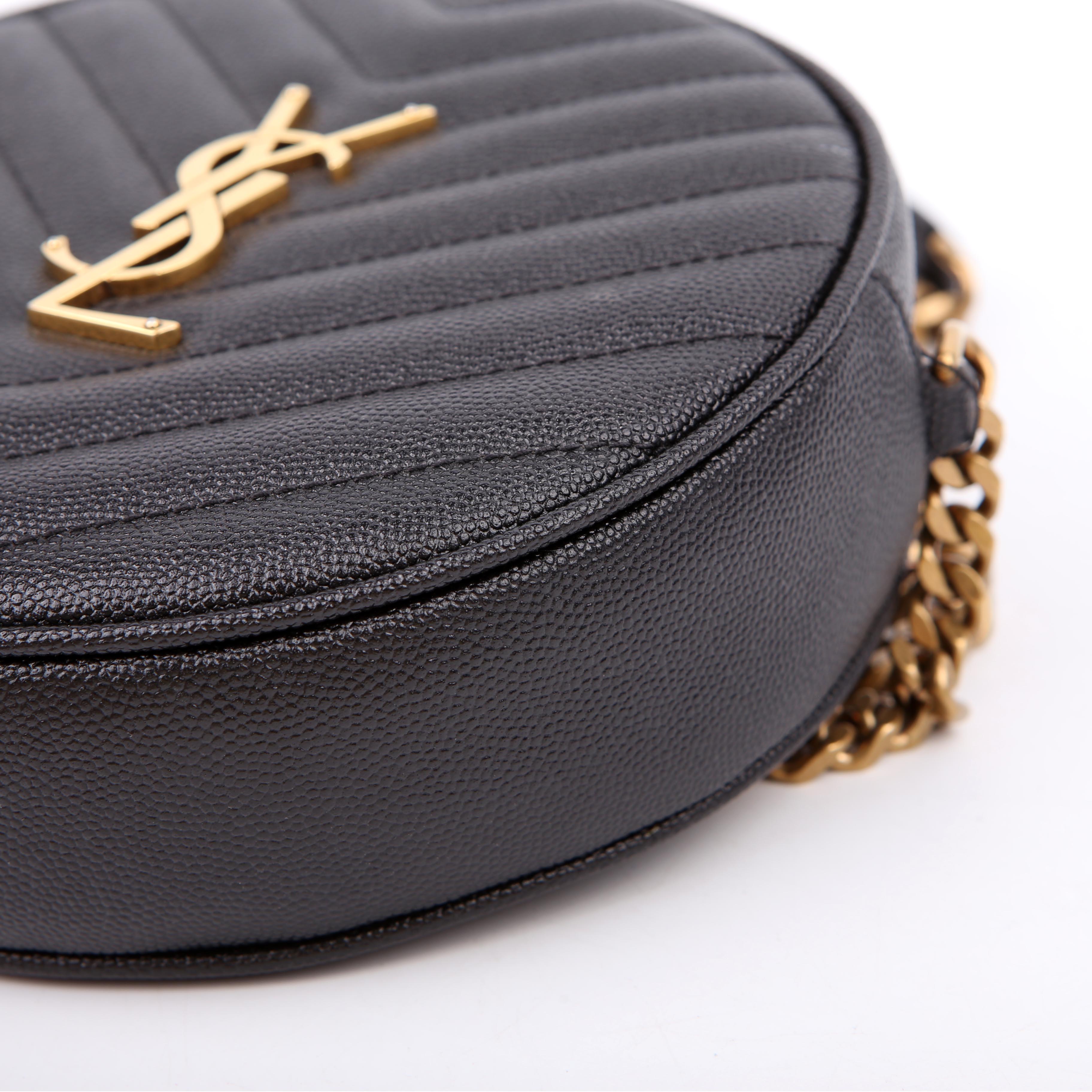 SAINT LAURENT Grain De Round Camera Bag Black